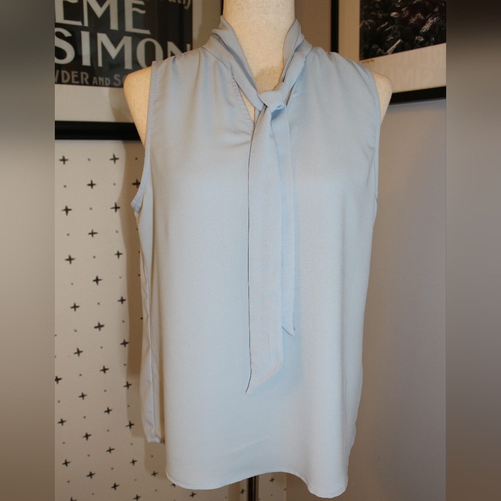 Violet & Roses Sleeveless Blouse Light Blue  MED